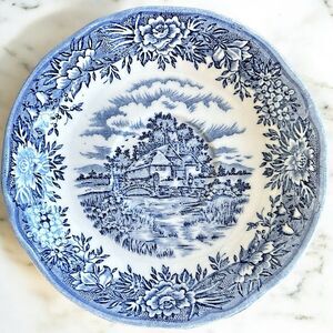 Salem China English Colonial Village Staffordshire Replacement Saucer Blue White